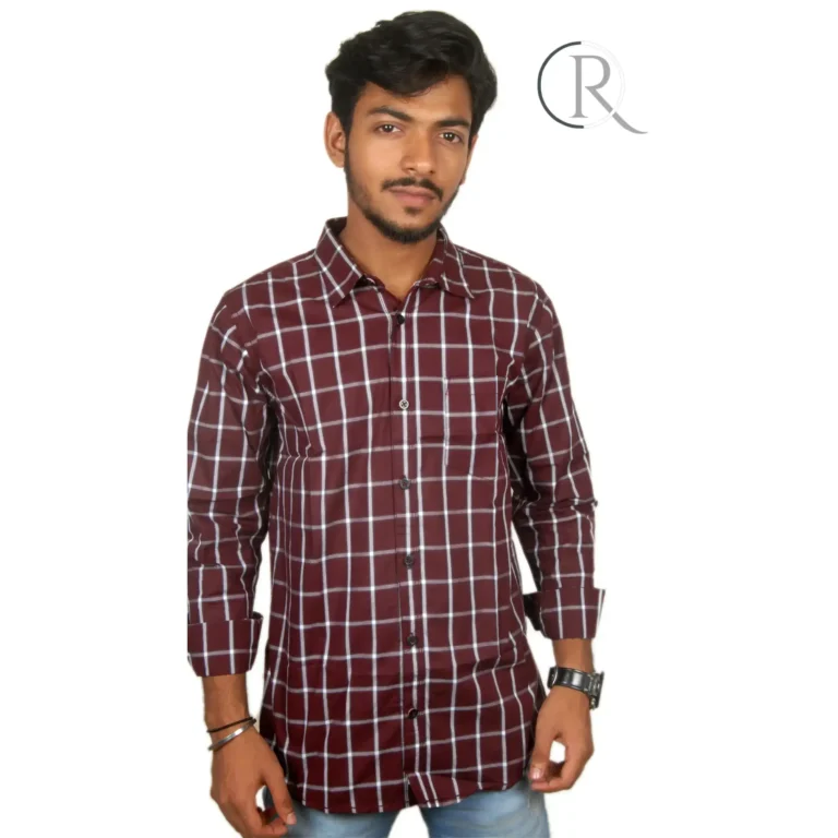 Check shirt for men maroon color