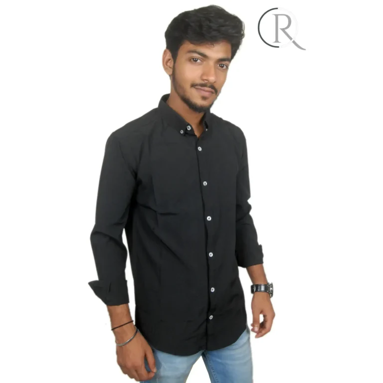 Solid black color shirt for men