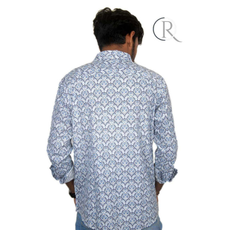 Printed shirts for men full sleeve blue color